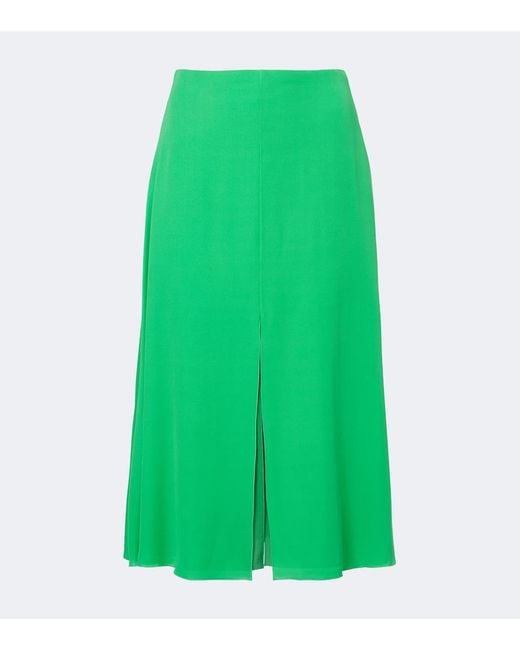 Valentino Green Silk Georgette Midi Skirt