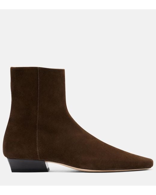Staud Brown Wally Suede Ankle Boots