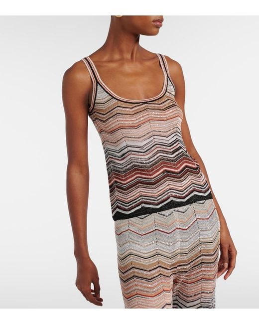 Missoni Brown Zigzag Sequined Lame Top