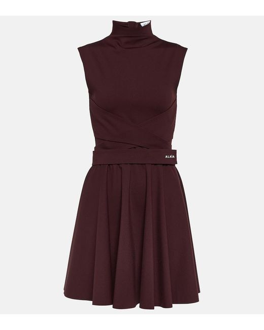 Alaïa Purple Mockneck Jersey Dress