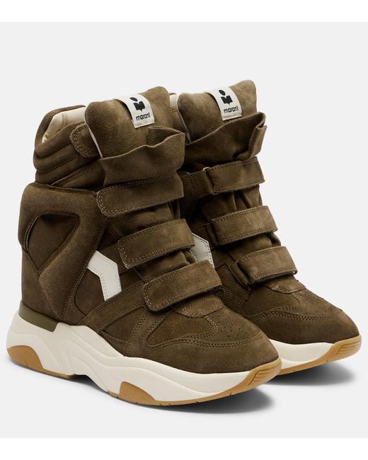 Isabel Marant Green Balskee Suede High-Top Platform Sneakers