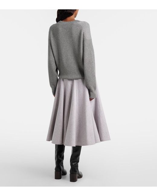 Brunello Cucinelli Gray Virgin Wool Midi Skirt