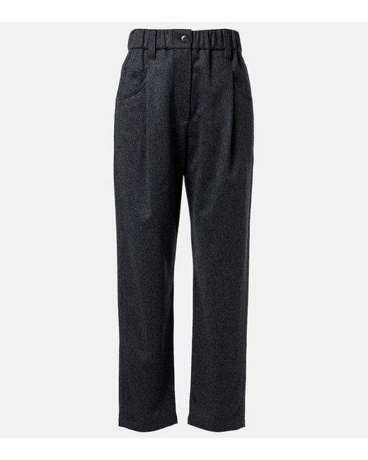 Brunello Cucinelli Blue Wool Straight Pants