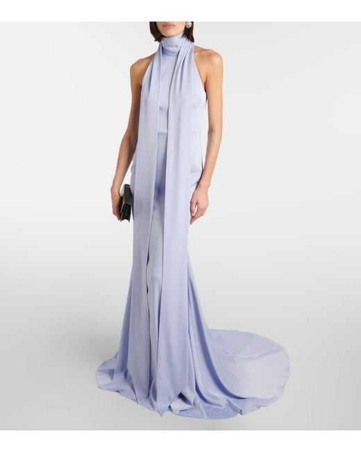 Alex Perry Blue Robe Aus Satin