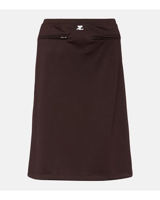 Courreges Brown Interlock Tracksuit Midi Skirt