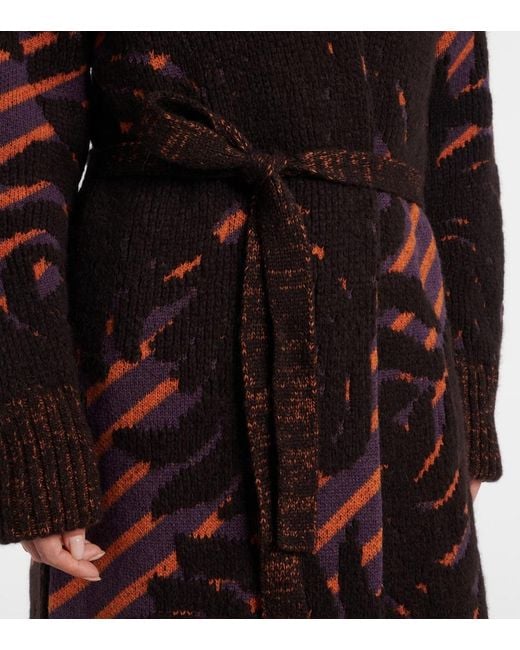 Dries Van Noten Red Wool And Alpaca-Blend Jacquard Wrap Coat