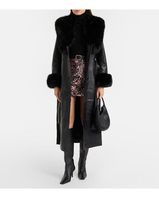Self-Portrait Black Belted Leather Coat