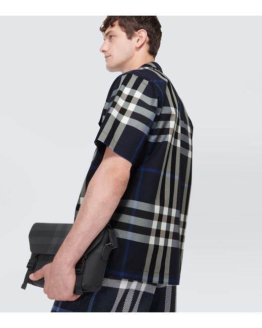 Burberry Baumwollmisch-Hemd in Check in Blue für Herren