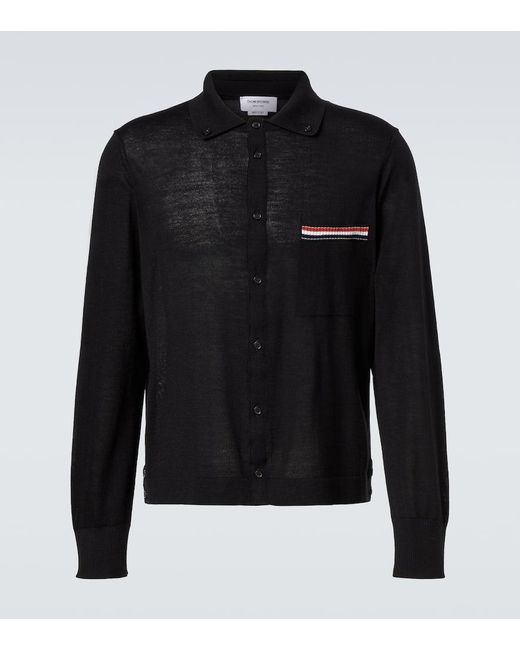 Cardigan Rwb Stripe De Lana Virgen Thom Browne de hombre de color Black