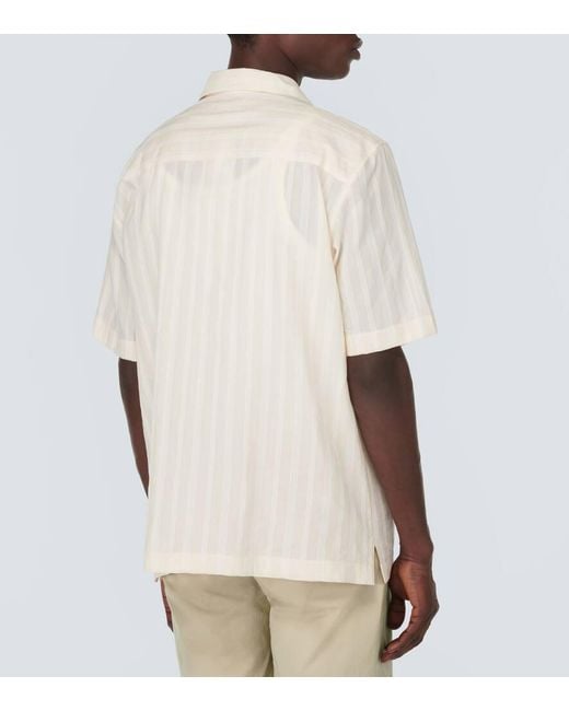 Camicia bowling in cotone a righe di Sunspel in White da Uomo