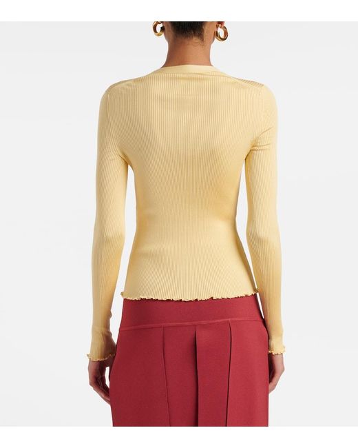 Alaïa Yellow Ribbed-Knit Silk-Blend Top