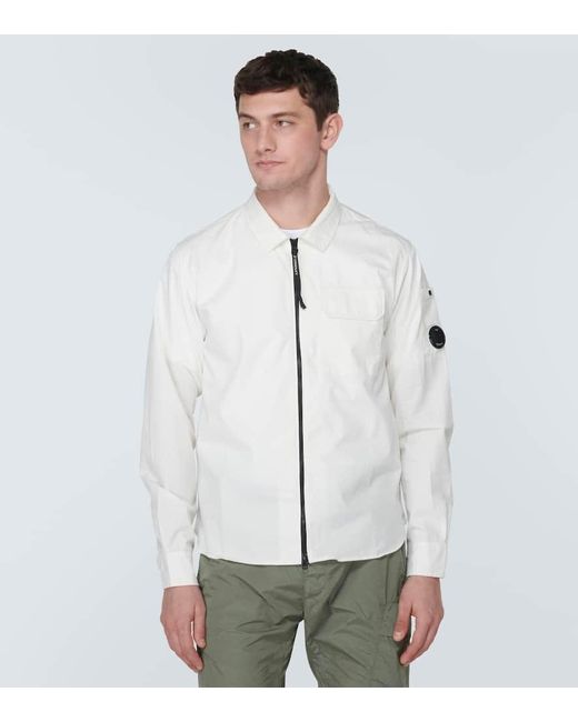 Giacca camicia in gabardine di cotone di C P Company in White da Uomo