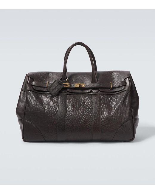 Brunello Cucinelli Black Leather Duffel Bag for men