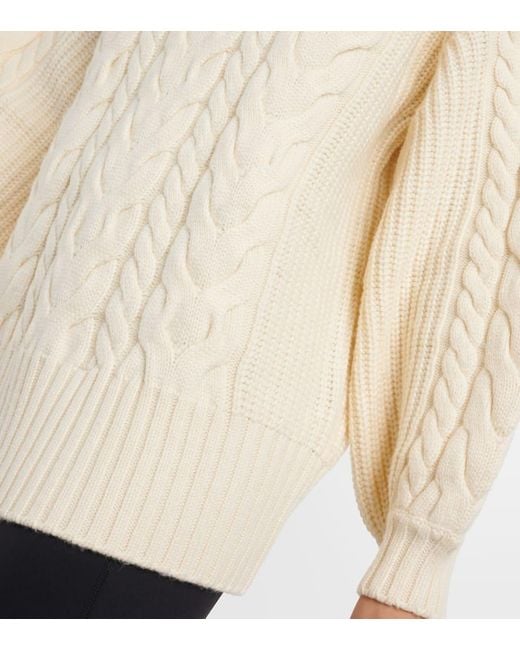 Pullover Daria in maglia a trecce con zip di Varley in Natural
