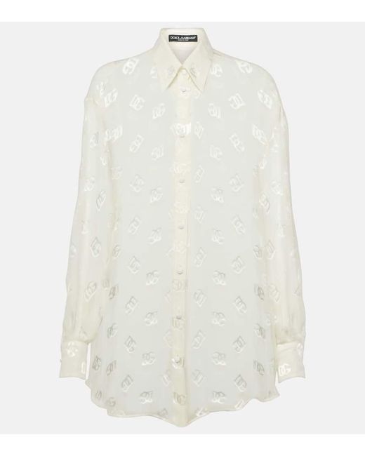 Dolce & Gabbana White Hemd Burnout aus Seide