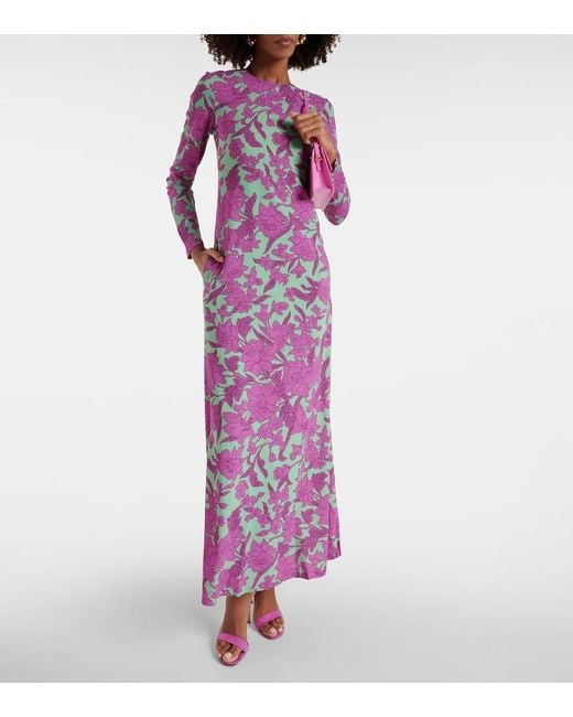 LaDoubleJ Purple Swing Printed Maxi Dress