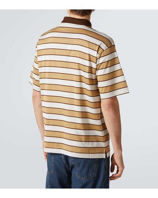 Prada Metallic Striped Cotton Polo Shirt for men