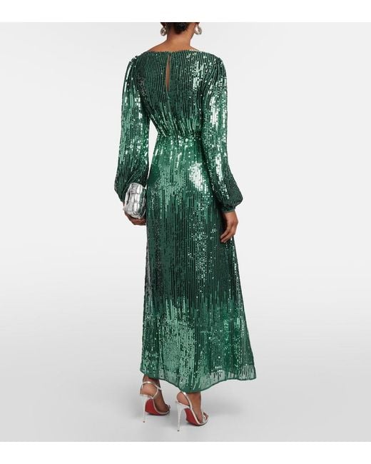 Robe Longue Coco A Sequins Rixo en coloris Green