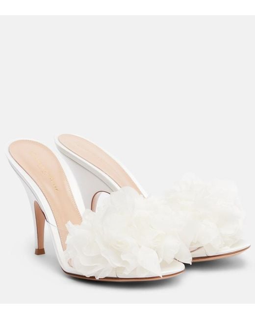 Gianvito Rossi White Floral-Applique Pvc Mules
