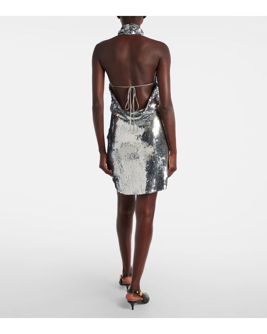 Balmain White Sequined Minidress
