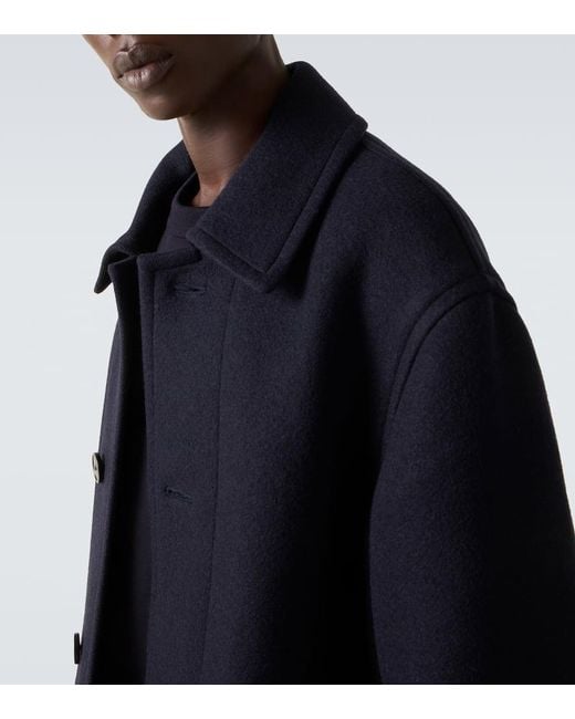 Abrigo De Lana Y Algodon Dries Van Noten de hombre de color Blue