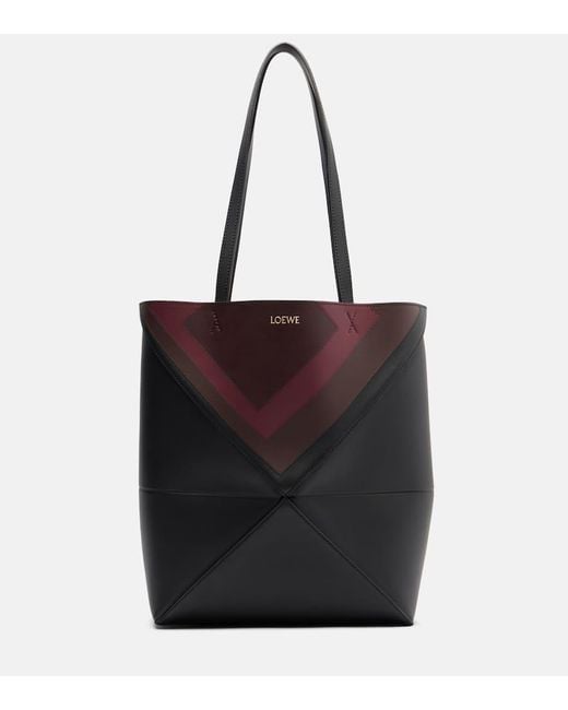 Loewe Black Puzzle Fold Square Medium Leather Tote Bag