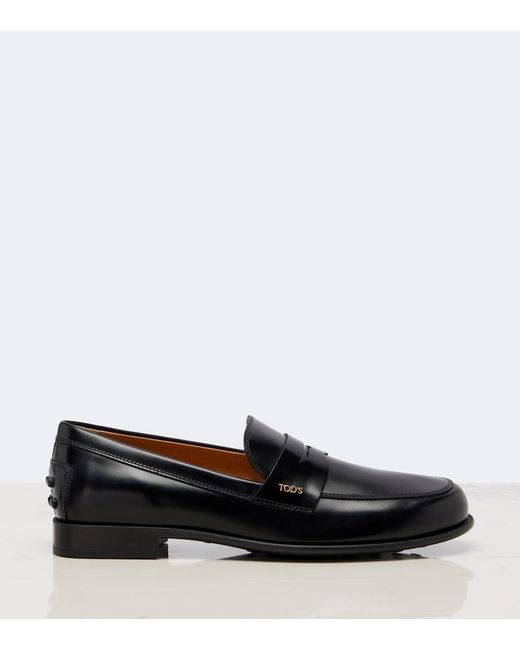 Tod's Black Leather Penny Loafers