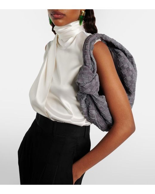 Bottega Veneta Gray Tote Bag Jodie Medium Aus Veloursleder