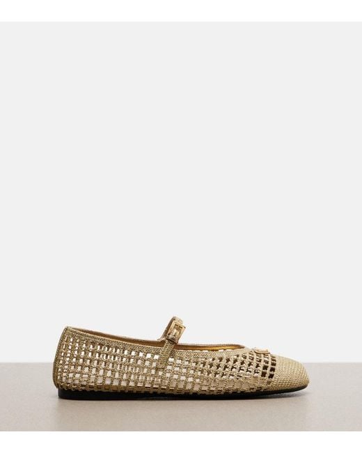 Prada Natural Crochet Mary Jane Flats
