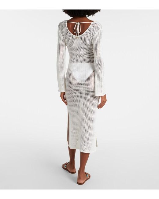 Melissa Odabash White Casey Open-Knit Midi Dress