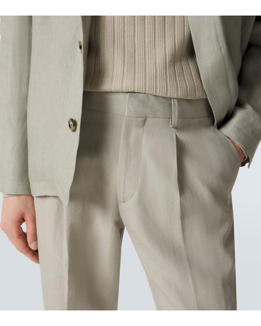 Lardini Gray Linen, Cotton, And Silk Chinos for men