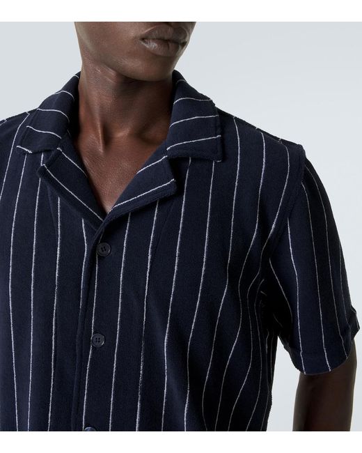 Orlebar Brown Blue Hawkin Striped Cotton Terry Shirt for men