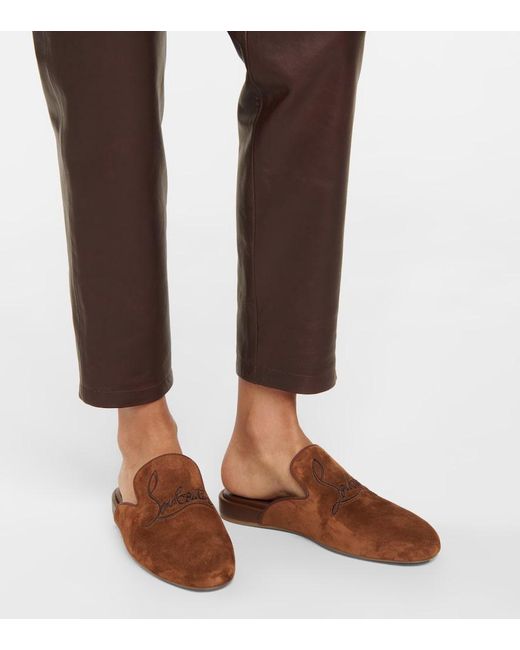 Christian Louboutin Brown Coolito Donna Suede Slippers