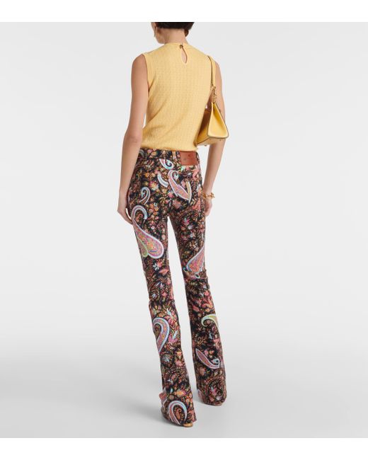 Etro Black Paisley High-rise Flared Jeans