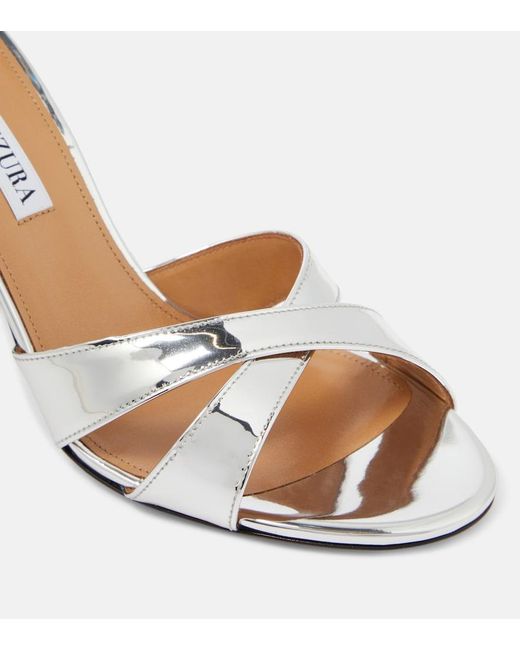 Aquazzura Divine 85 Metallic Leather Sandals