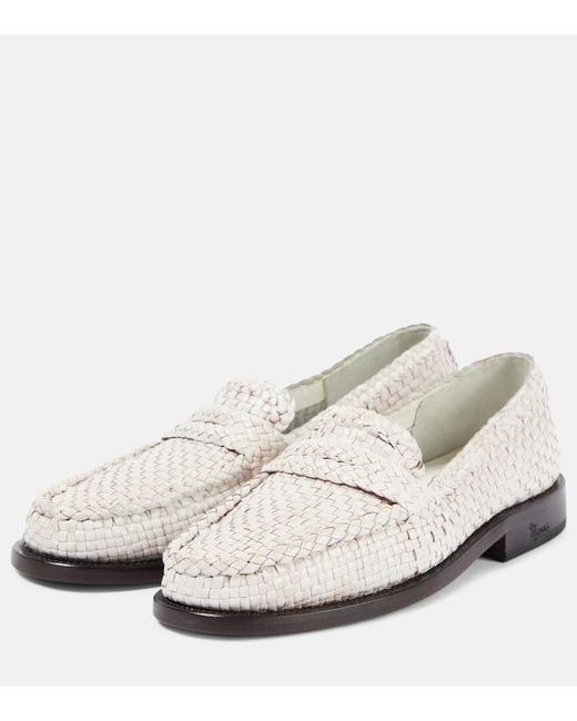 Marni White Woven Leather Loafers
