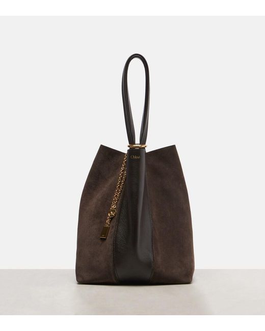 Chloé Black Spin Leather And Suede Tote Bag