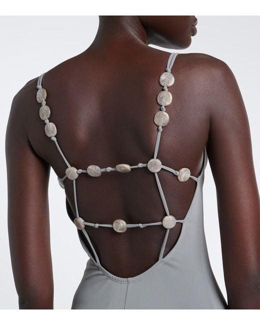 Eres Gray Sculpturale Embellished Jersey Maxi Dress