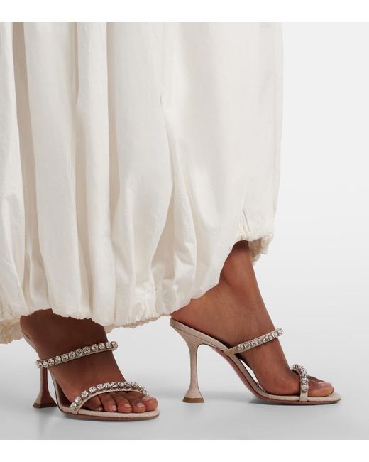 AMINA MUADDI Pink Gigi Embellished Canvas Mules