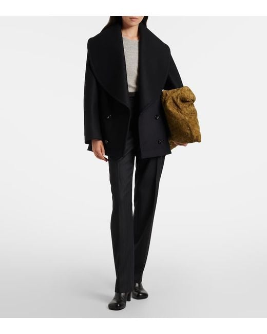 Bottega Veneta Black Double-Breasted Wool Coat