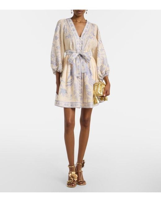 Zimmermann Natural Indra Floral Linen Minidress