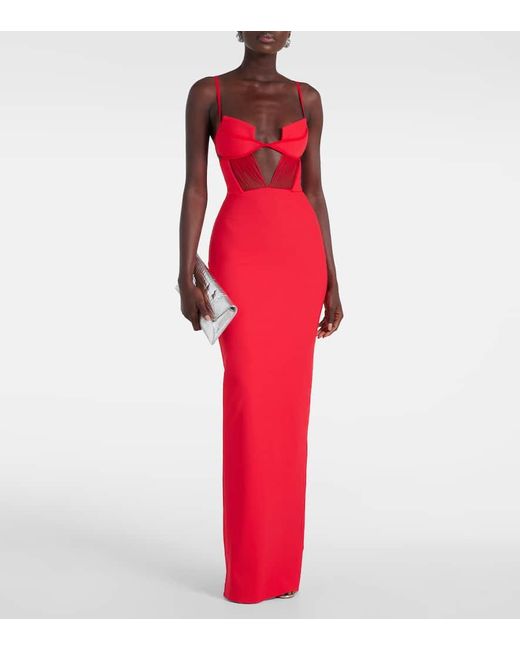 Nensi Dojaka Red Crepe Maxi Dress