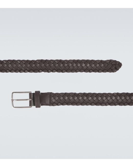 Bottega Veneta Black Intrecciato Leather Cabat Belt for men