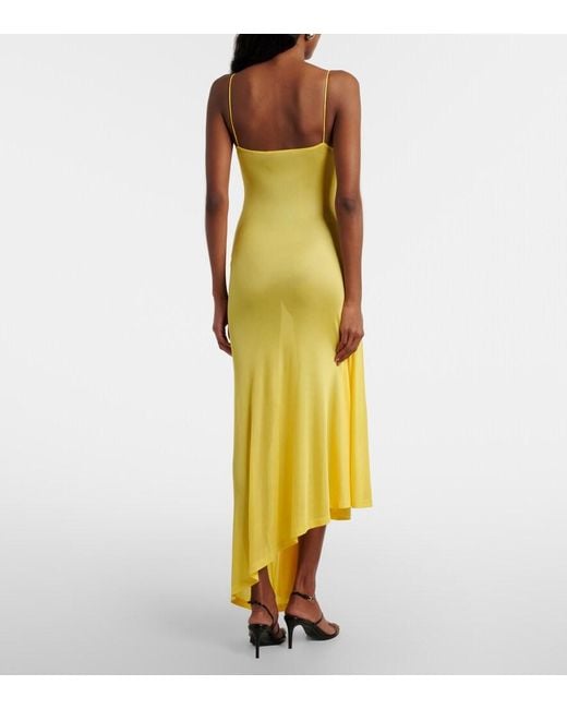 Christopher Esber Yellow Cami Lace-Trimmed Ribbed-Knit Cocktail Dress