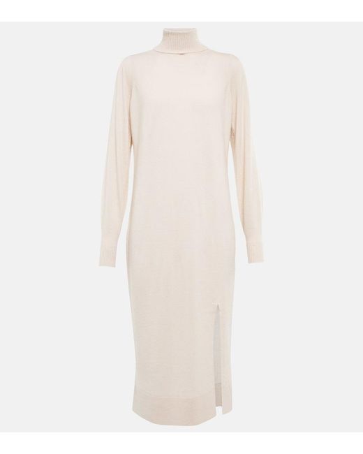 Jardin Des Orangers Natural Wool And Cashmere Sweater Midi Dress