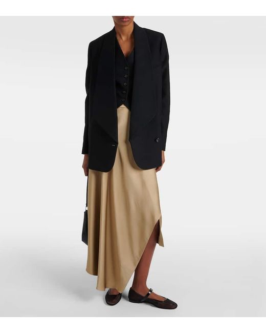 Loro Piana Natural Asymmetric Silk Maxi Skirt