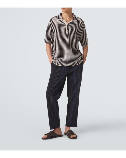 Orlebar Brown Blue Sonoran Striped Cotton Straight Pants for men