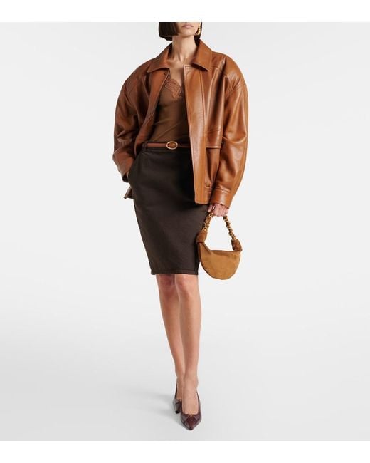 Saint Laurent Brown Amalia Mini Suede Shoulder Bag
