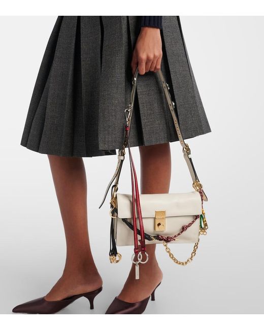 Prada White Soft Sound Small Leather Shoulder Bag