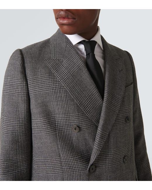 Dries Van Noten Gray Double-Breasted Wool Blazer for men
